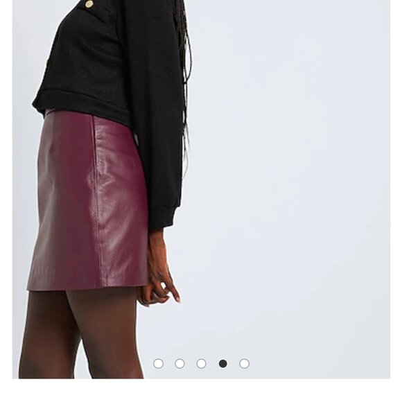 Lambskin Italian Leather Miniskirt - Wine - Picture 5 of 7